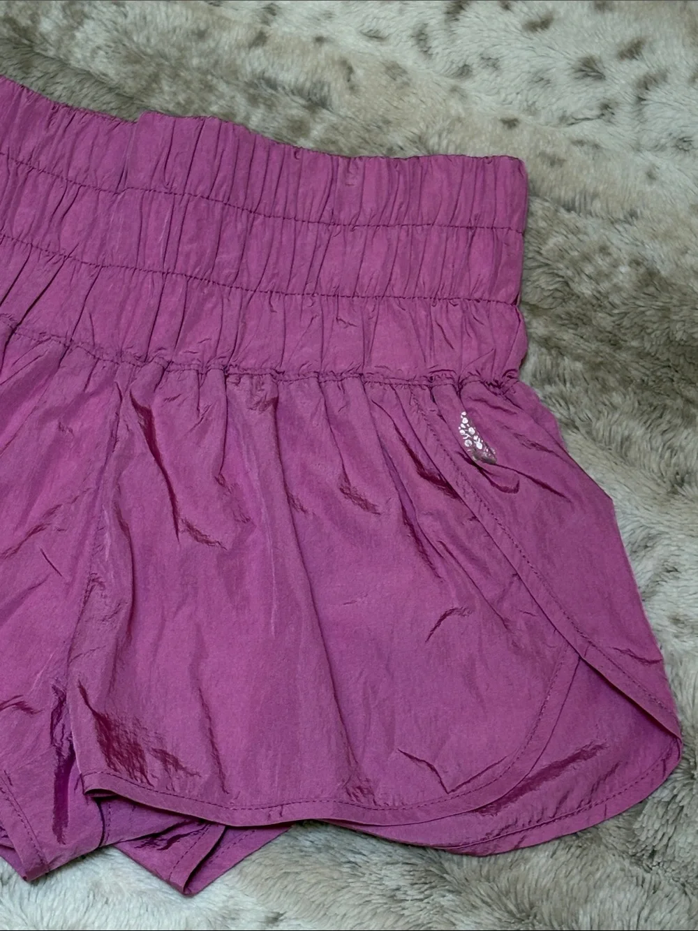 FP Movement Women's High-Waist Ruched Fusia Shorts, Size XS